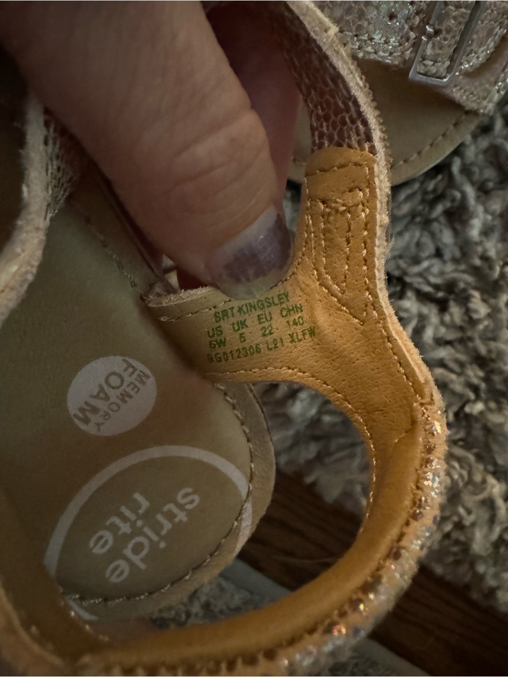 Stride Rite Toddler Iridescent Rose Gold Sandals - Picture 3 of 3